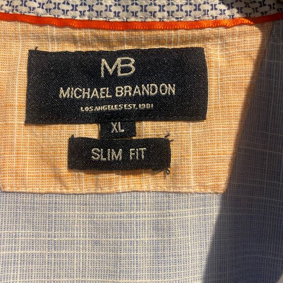 Michael Brandon XL Slim Fit Button Down Light Blue Business Casual Date Night - Picture 3 of 4